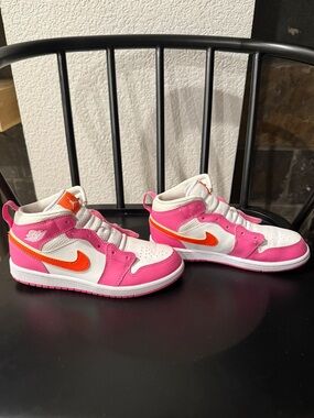 Nike Kids White, Pink & Orange High-Top Sneakers